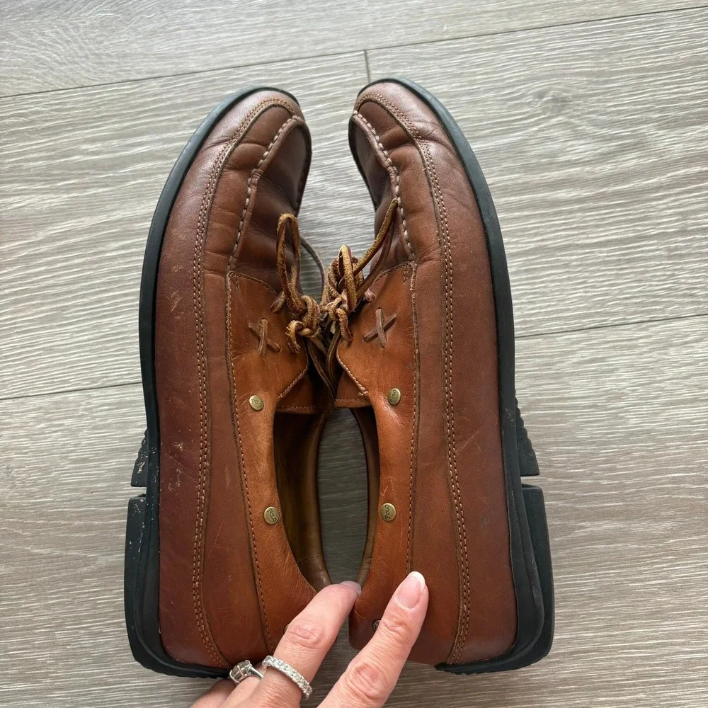 Polo Ralph Lauren Mens Tan Leather Boat Shoes Moc Toe Loafers AAM19420 9.5 D